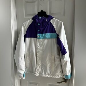 Burton Dryride Ski Jacket Large white, purple, and blue